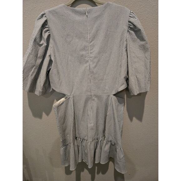 Veronica Beard Women's Iker Cut-Out Mini Dress Blue Striped Size 14 - Picture 9 of 13